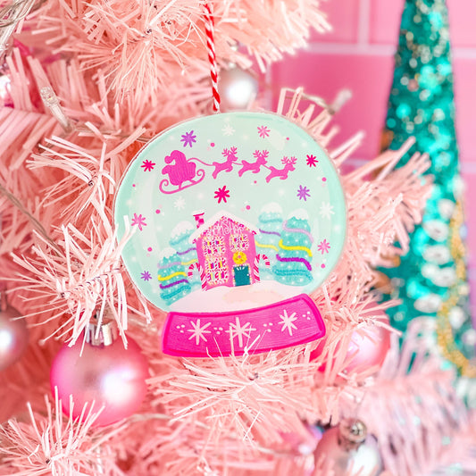 Christmas Bookshop Snow Globe Ornament