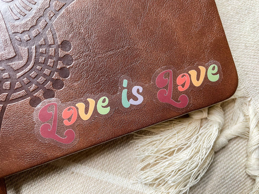 Clear Love is Love Rainbow Waterproof Sticker